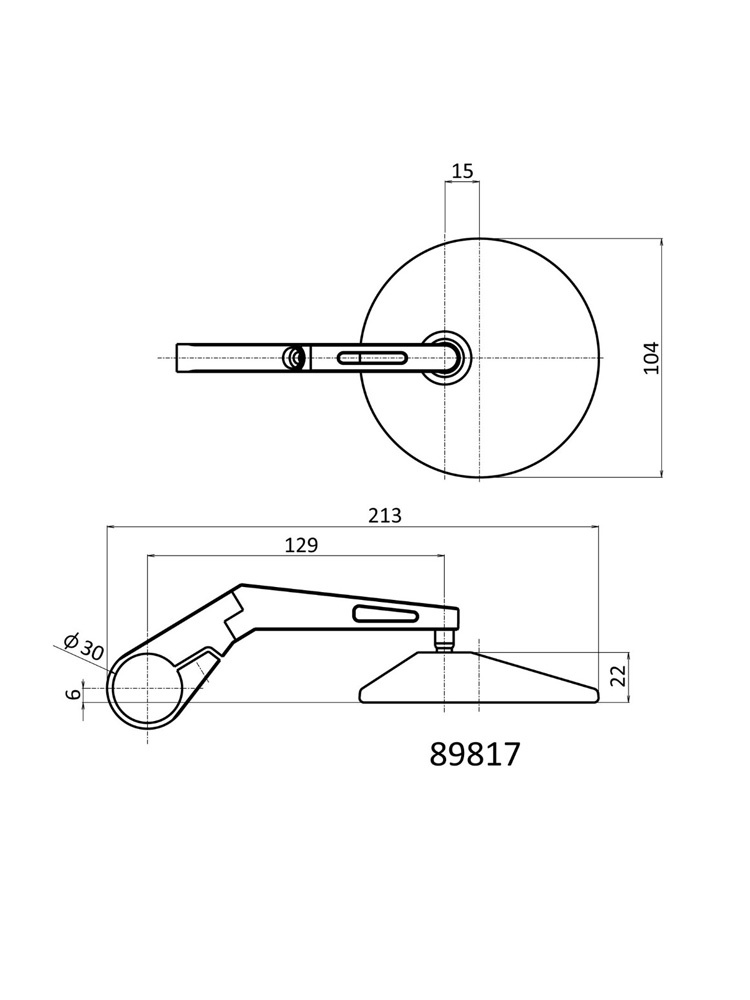 Lusterka długie D-MIRROR-10 Daytona do montażu na końcach manetek czarne