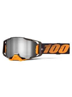 Gogle motocyklowe 100% Armega z szybką lustrzaną pomarańczowo-czarne