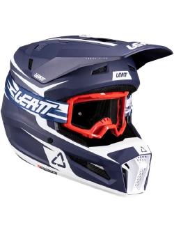 Kask dziecięcy enduro Leatt Moto 3.5 V25 z goglami czerwono-niebiesko-białymi