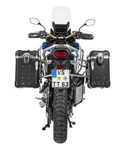 Zestaw: kufry boczne z anodowanego aluminium czarne "And-Black" Zega Evo + stelaże srebrne Touratech Honda CRF1100L Africa Twin (22-)/ Adventure Sports (31+38L)