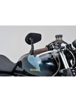 Lusterko motocyklowe krótkie Daytona D-Mirror-15 Flat do montażu na końcu manetki czarne [adapter]