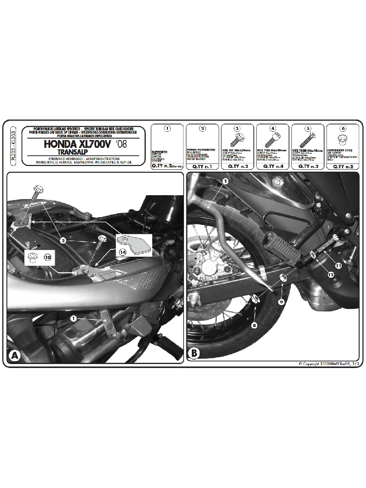 Stelaż kufrów bocznych Monokey Kappa Honda XL 700V Transalp (08-13)