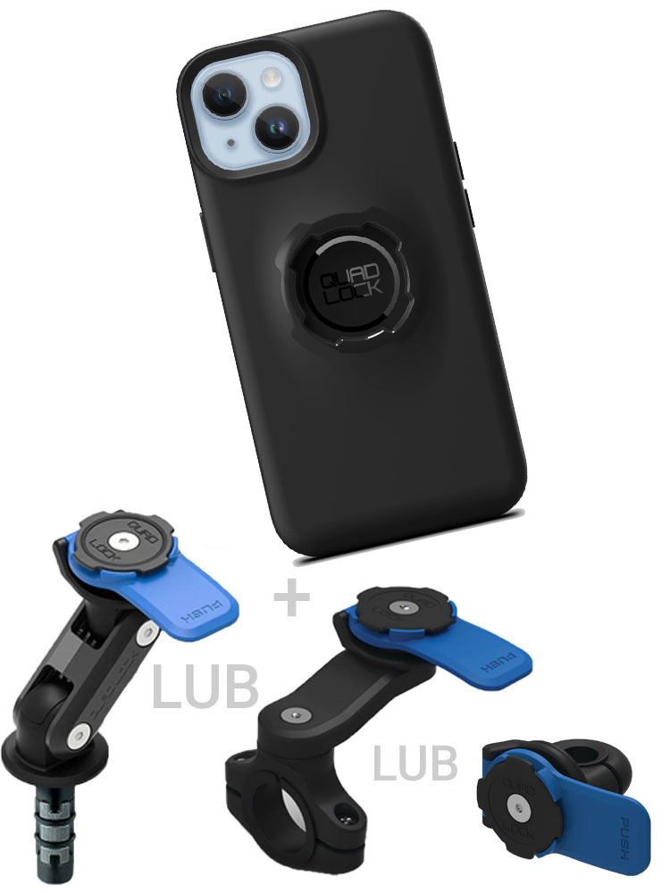 Zestaw na motocykl: etui na telefon iPhone 14 oraz mocowanie Quad Lock