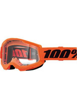 Gogle motocyklowe dziecięce 100% Strata 2 Neon z przezroczystą szybką pomarańczowe
