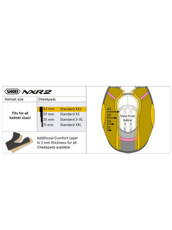 Wkładki policzkowe Shoei do kasku NXR II 43 mm