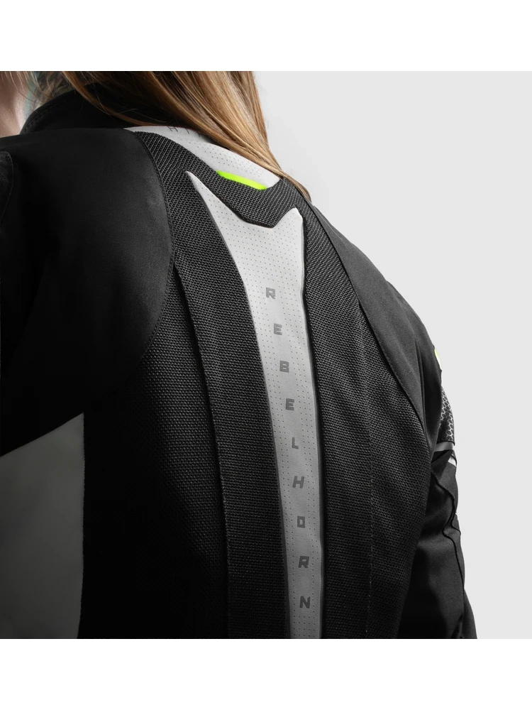 Kurtka motocyklowa damska tekstylna Rebelhorn Hiflow V czarno-szaro-żółta