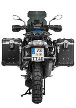 Zestaw: kufry boczne z anodowanego aluminium czarne "And-Black" Zega Evo + stelaże srebrne Touratech BMW R1250GS/ R1250GS Adventure/ R1200GS (13-21)/ R1200GS Adventure (14-21) (38+45L)