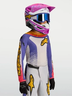 Bluza cross dziecięca Alpinestars MX Fluid Drag fioletowo-niebiesko-żółta