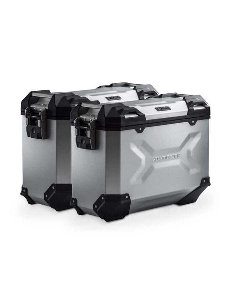 Zestaw: kufry boczne TRAX ADV + stelaże PRO Sw-Motech Yamaha Tracer 9 RN70/GT (20-), Tracer 9 GT+ (22-) (pojemność: 2 x 37 L) srebrne