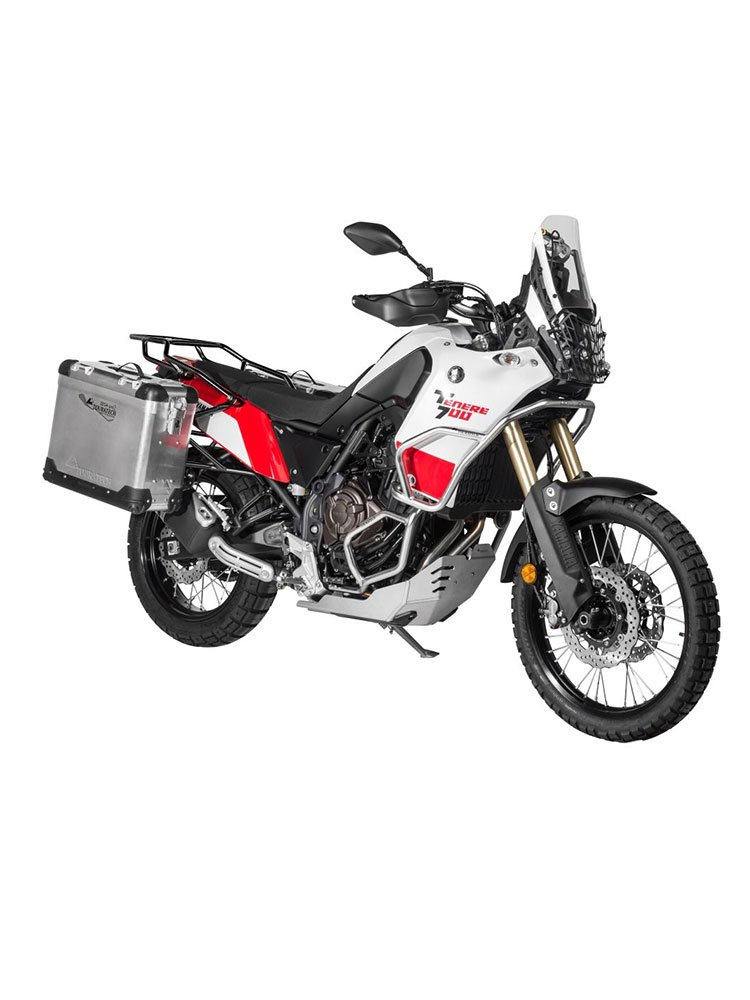 Zestaw: kufry boczne aluminiowe srebrne Zega Pro + stelaże czarne Touratech Yamaha Tenere 700 / World Raid (31+38L)