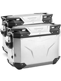 Zestaw kufrów bocznych aluminiowych GIVI Trekker Outback Evo Smart 48 srebrnych [z 2 wkładkami SLR; poj.: 2 x 48 litrów]