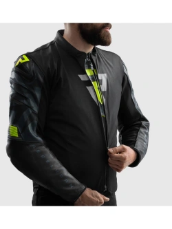 Kurtka motocyklowa skórzana Rebelhorn Vandal 2 czarno-szara-fluo