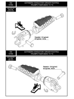 Mocowanie sportowych podnóżków PUIG do Triumph Tiger 800/XC/XCX/XCA/XR/XRX/XRT / Street Scrambler (kierowcy)