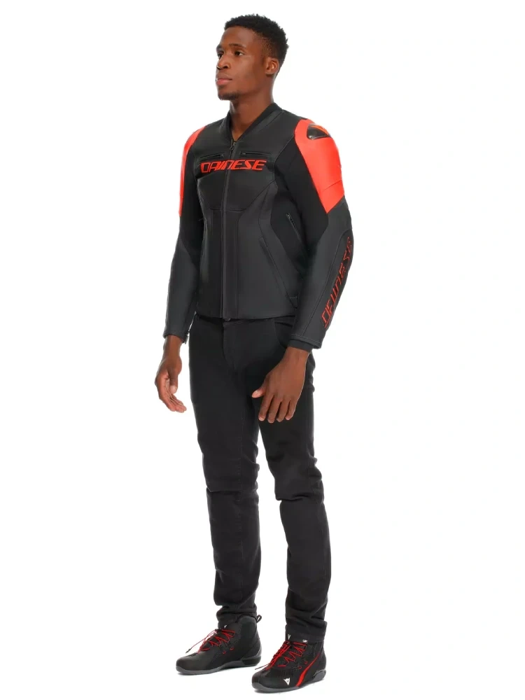 Kurtka motocyklowa skórzana Dainese Racing 5 czerwono-czarna