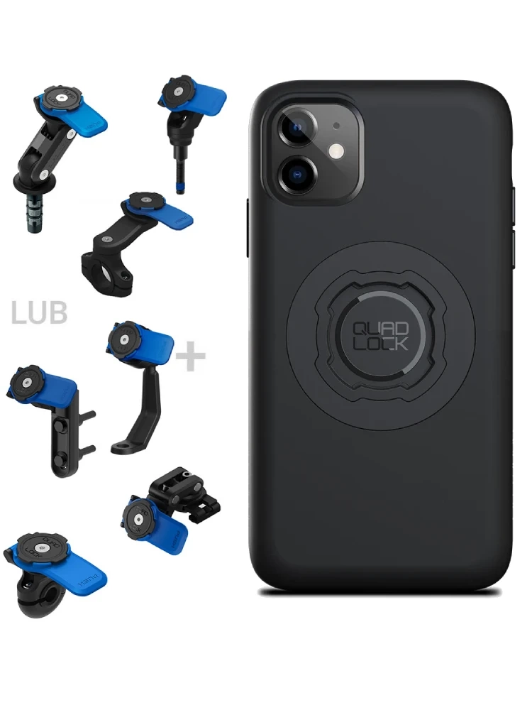 Zestaw na motocykl: etui na telefon iPhone 11+ mocowanie Quad Lock