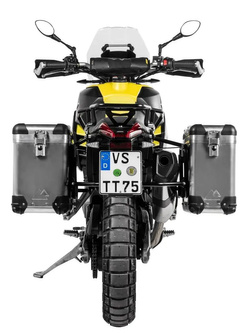 Zestaw: kufry boczne aluminiowe srebrne Zega Pro + stelaże czarne Touratech Aprilia Tuareg 660 (21-) [poj.: 31+38l]