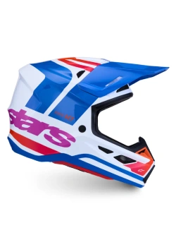 Kask enduro Alpinestars SM7 Core biało-niebiesko-pomarańczowy połysk