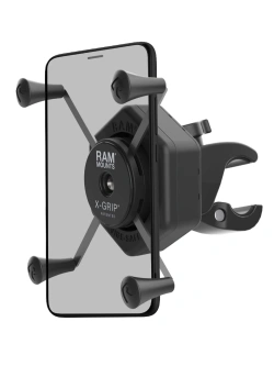 Uchwyt na telefon RAM X-Grip duży z adapterem tłumiącym wibracje i klamrą zaciskową Tough-Claw