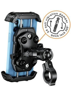 Uchwyt motocyklowy na telefon Biketec Quick Lock antywibracyjny, montowany na kierownicę czarny [Typ: R22] 