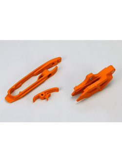 Komplet ślizg+prowadnica łańcucha UFO do KTM SX 125/150/250, SX-F 250/350/450 (11-15), SX 250 (16) pomarańczowy