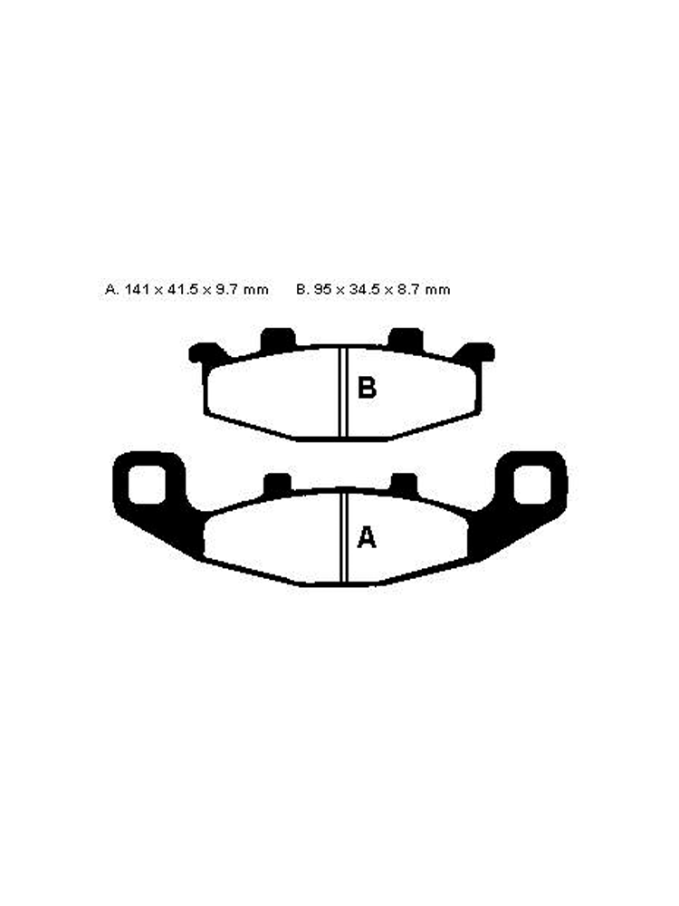 Klocki hamulcowe EBC FA129 A. 141 x 41.5 x 9.7mm B. 95 X 34.5 x 9.7mm NA PRZÓD