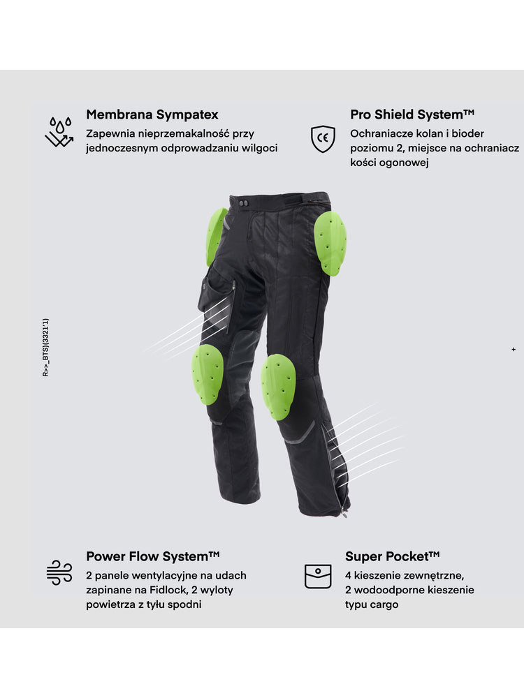Spodnie motocyklowe tekstylne Rebelhorn Range czarne