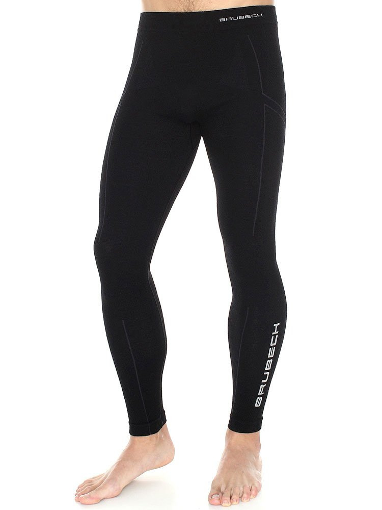 Leginsy męskie BRUBECK EXTREME WOOL długa nogawka czarne