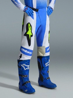 Spodnie cross Alpinestars MX Techstar Knif biało-niebieskie-fluo