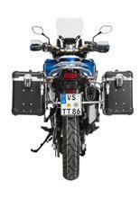 Zestaw: kufry boczne z anodowanego aluminium czarne "And-Black" Zega Evo + stelaże srebrne Touratech Honda CRF1000L Africa Twin (18-22) / CRF1000L Adventure Sports (38+45L)