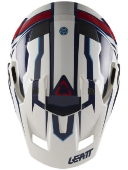 Kask enduro Leatt Moto 7.5 Royal biało-niebiesko-czerwony z goglami czarno-biało-czerwonymi