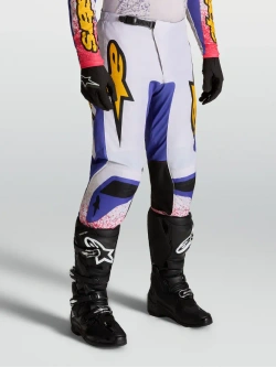 Spodnie cross Alpinestars MX Fluid Drag biało-niebiesko-żółte