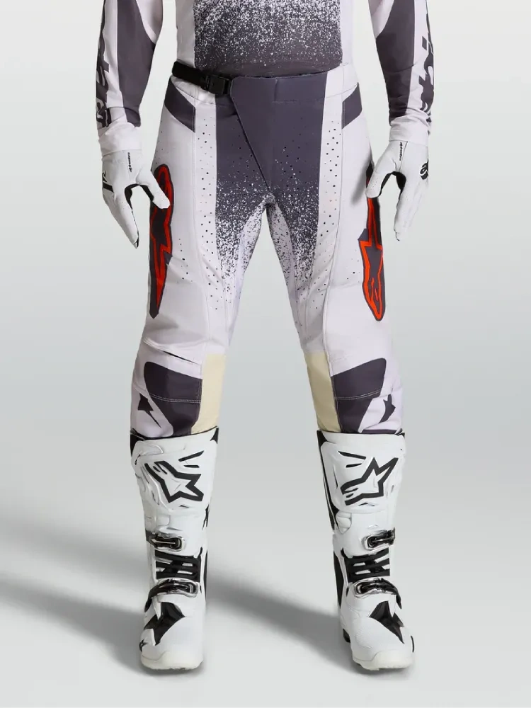 Spodnie cross Alpinestars MX Techstar Swan biało-szaro-czerwone