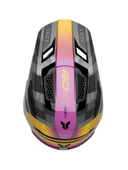 Kask enduro Thor Fleet szaro-różowo-żółty