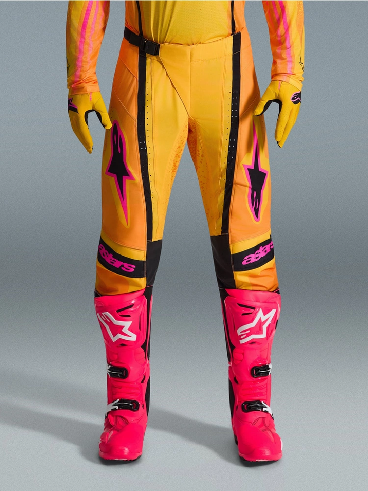 Spodnie cross Alpinestars MX Techstar Nomur pomarańczowo-żółto-czarne