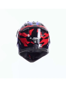 Kask enduro LS2 MX708 Fast II Grotesk biało-niebiesko-czerwony