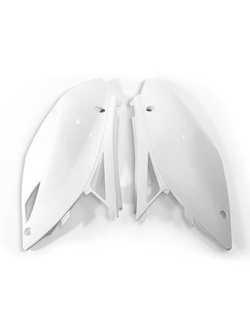 Osłony boczne tylne UFO do Kawasaki KXF 250 (09-12), KXF 450 (09-11) białe