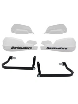 Osłony dłoni Barkbusters VPS z regulowanymi deflektorami, białe + zestaw montażowy BMW, Honda, KTM, Suzuki