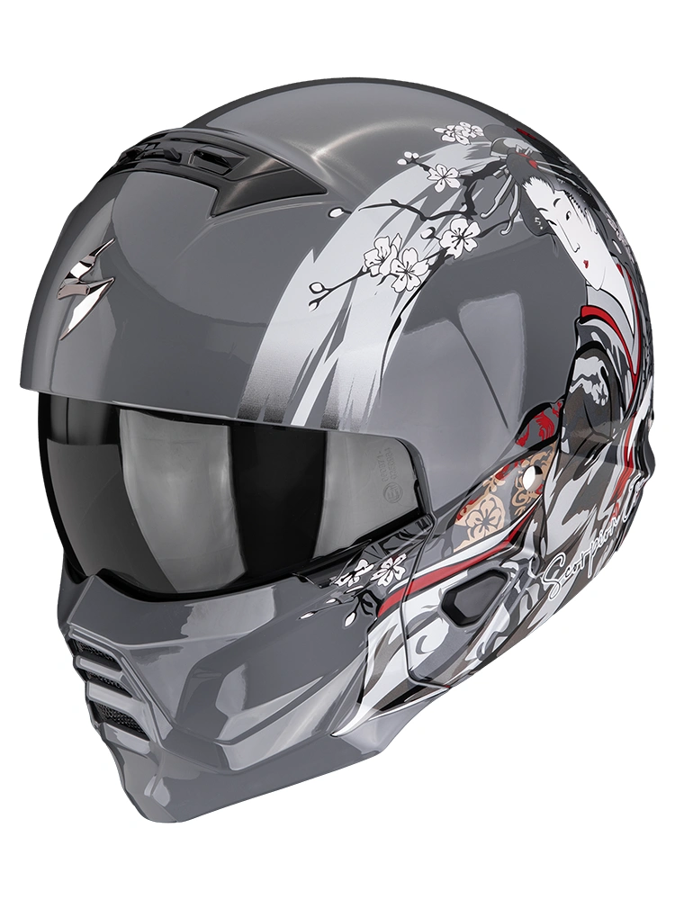 Kask modułowy Scorpion Exo-Combat II Demure srebrny