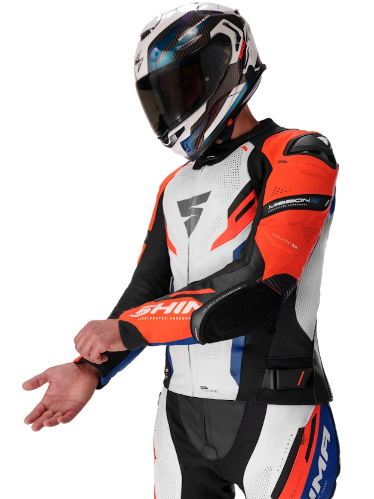 Kurtka motocyklowa skórzana Shima Mission ST G2 niebiesko-biało-czerwona