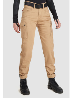 Jeansy motocyklowe damskie Pando Moto Mila Cargo brązowe