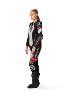 Kombinezon motocyklowy damski jednoczęściowy REV’IT! Xena 4 biało-fluo czerwony