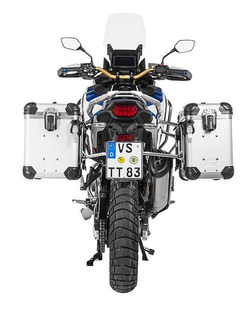 Zestaw: kufry boczne z anodowanego aluminium srebrne "And-S" Zega Evo + stelaże srebrne Touratech Honda CRF1100L Africa Twin (22-)/ Adventure Sports (38+45L)
