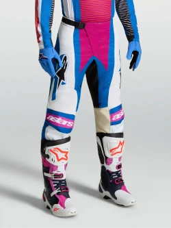 Spodnie cross Alpinestars MX Techstar Maven biało-niebiesko-różowe