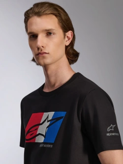 Koszulka z krótkim rękawem Alpinestars Global CSF czarno-czerwono-niebieska