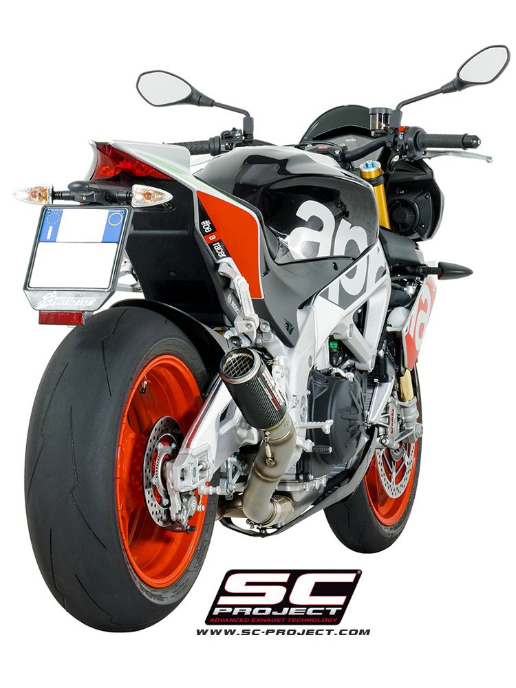 Tłumik CR-T High Position Carbon Fiber z siatką na rurze wylotowej SC-Project do APRILIA TUONO V4 1100 (2017 - 2018)