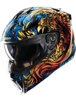 Kask modułowy Icon Threshold™ Burn Birdie Burn niebiesko-żółto-czerwony