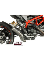 Tłumik SC-Project, CR-T Titanium (Slip On) z rurą łączącą 2-1 do likwidacji zaworu - Ducati Hypermotard 821 [13-16]