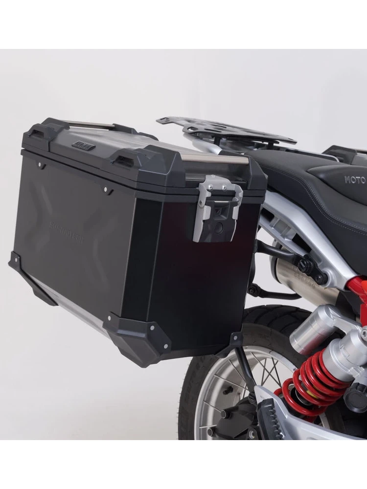 Zestaw: kufry boczne 37/45 + kufer centralny + stelaże TRAX ADV SW-Motech Moto Guzzi V85 TT (24-) czarne