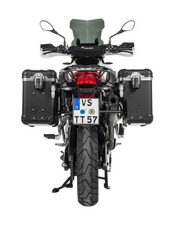 Zestaw: kufry boczne z anodowanego aluminium czarne Zega Evo X + stelaże czarne Touratech BMW F850GS/ Adventure/ F750GS/ F900GS Adventure/ F800GS (24-) (2 x 38L)
