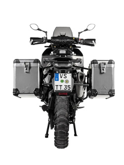 Zestaw: kufry boczne aluminiowe srebrne Zega Pro + stelaże czarne Touratech Husqvarna Norden 901/ Expedition, KTM Adventure 890/ R/ 790/ R [poj.: 38+45l]